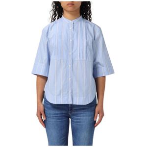 Shirts - Gestreept Katoenen Overhemd - Gnawed Blue - Korte Mouwen