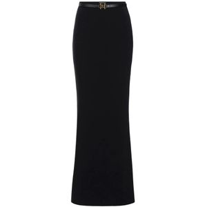 Elisabetta Franchi, Dames, Rokken, Zwart, Maat: S Leer,