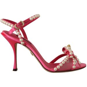 Dolce & Gabbana - Sandalen - Roze - Hoogwaardig Getextureerd Leer