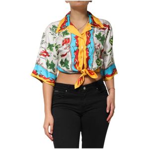 Dolce & Gabbana, Dames, Blouses & Shirts, Veelkleurig, Maat: 3XS Zijde,