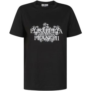 Elisabetta Franchi, Dames, Tops, Zwart, Maat: XL Katoen,