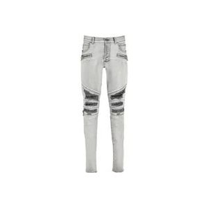 Balmain Vervaagde imitatieleer slim jeans , Gray , Heren , Maat: W33