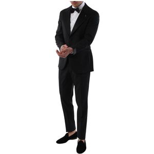 Gabriele Pasini, Heren, Pakken, Zwart, Maat: M Satijn,