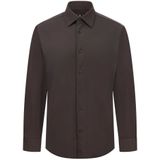 Boggi Milano - Overhemd - Donkerbruin - Lange Mouw - Normale Pasvorm