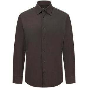 Boggi Milano - Overhemd - Donkerbruin - Lange Mouw - Normale Pasvorm