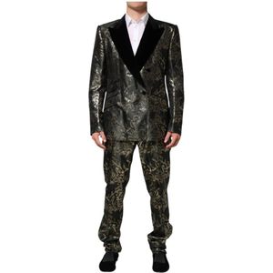 Dolce & Gabbana, Heren, Pakken, Zwart, Maat: 3XL Zijde,