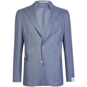 Eleventy, Heren, Jassen, Blauw, Maat: M Linnen,