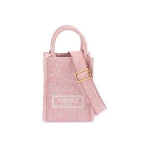 Versace Barocco Mini Tote Tas , Pink , Dames , Maat: ONE Size