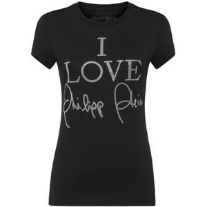 Philipp Plein, Dames, Tops, Zwart, Maat: XS Katoen,