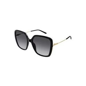 Chloé Zwarte Gouden Grijze Zonnebril , Black , Dames , Maat: 57 MM