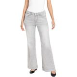 Mac - Wide Leg Denim Broek - Lichtgrijs - Dames