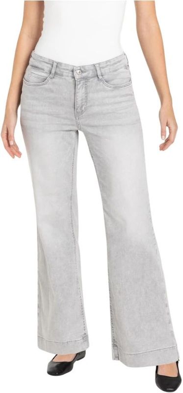 Mac - Wide Leg Denim Broek - Lichtgrijs - Dames