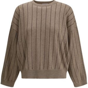 Brunello Cucinelli, Dames, Truien, Bruin, Maat: L