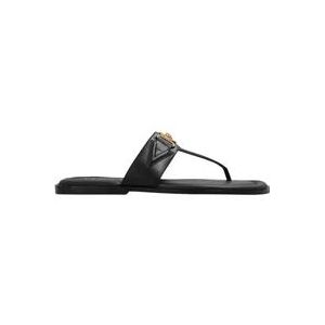 Versace Leren slides , Black , Heren , Maat: 40 EU