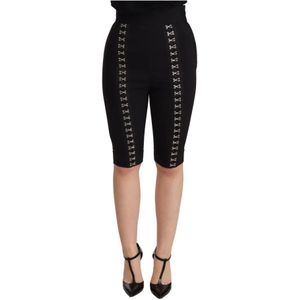 Dolce & Gabbana - Korte Broeken - Zwart - Wol - Slim Fit High Waist