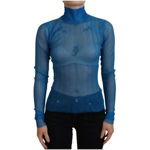 Dolce & Gabbana, Dames, Tops, Blauw, Maat: 2XS Poliester,