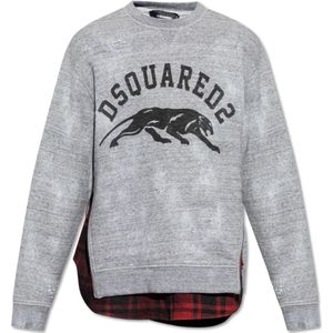 Dsquared2, Heren, Sweatshirts & Hoodies, Grijs, Maat: M Katoen,