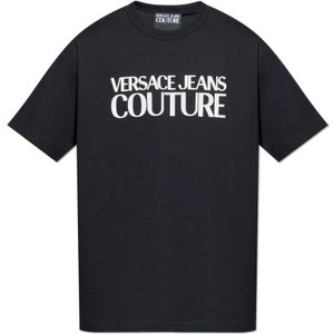 Versace Jeans Couture, Heren, Tops, Zwart, Maat: M Katoen,