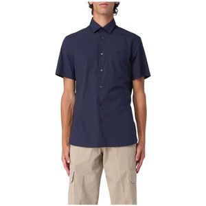 Burberry, Heren, Overhemden, Blauw, Maat: S Leer,