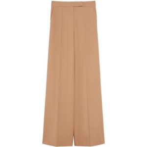 Max Mara, Dames, Broeken, Bruin, Maat: S Wol,