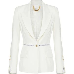 Elisabetta Franchi, Dames, Jassen, Beige, Maat: XS Satijn,