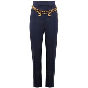 Elisabetta Franchi, Dames, Broeken, Blauw, Maat: XS Wol,