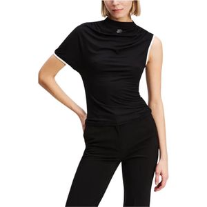 Karl Lagerfeld, Dames, Tops, Zwart, Maat: M Jersey,