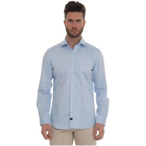 Fay, Heren, Overhemden, Blauw, Maat: M Katoen,