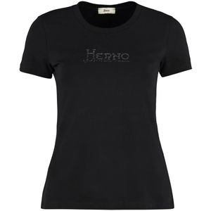 Herno, Dames, Tops, Zwart, Maat: M Katoen,