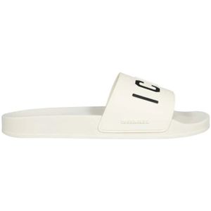 Dsquared2 Rubberen Slides , White , Heren , Maat: 42 EU