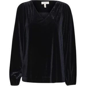 Part Two, Dames, Blouses & Shirts, Blauw, Maat: L Velours,