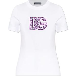 Dolce & Gabbana - T-shirt met Logo - Wit - Dames - Katoen