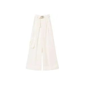 Twinset Wide Leg Linnen Broek , White , Dames , Maat: XS