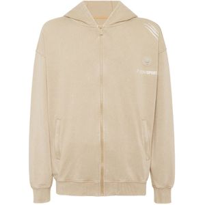 Plein Sport, Heren, Sweatshirts & Hoodies, Beige, Maat: S Katoen,