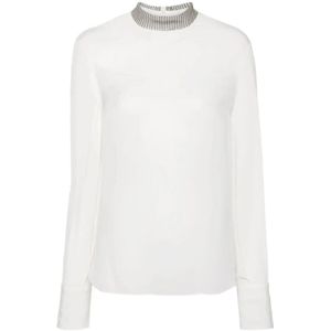 Brunello Cucinelli, Dames, Tops, Wit, Maat: L Zijde,