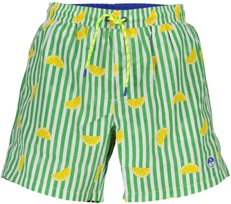 North Sails - Groene Heren Zwemboxers - Middellange Badmode - Contrastdetails