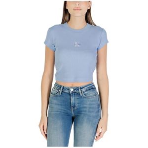 Calvin Klein Jeans, Dames, Tops, Blauw, Maat: XS Katoen,