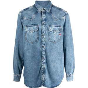 Diesel, Heren, Overhemden, Blauw, Maat: M Denim,