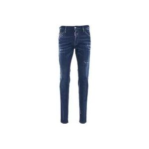 Dsquared2 Versleten Slim-fit Jeans , Blue , Heren , Maat: M