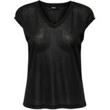 ONLY CARMAKOMA - Shirt - Zwart - Korte Mouwen - V-hals - Regular Fit