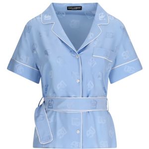 Dolce & Gabbana, Dames, Blouses & Shirts, Blauw, Maat: XS Katoen,