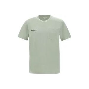 Woolrich Retro Safari Groene Ronde Hals T-shirt , Green , Heren , Maat: XL