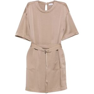 Brunello Cucinelli, Dames, Jurken, Beige, Maat: S