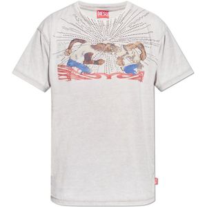 Diesel, Heren, Tops, Grijs, Maat: 3XL Katoen,