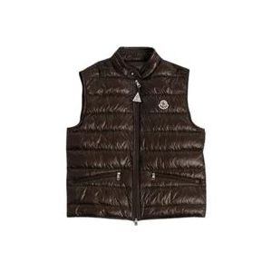 Moncler Bruine Mouwloze Donsjas Lichtgewicht , Brown , Heren , Maat: L