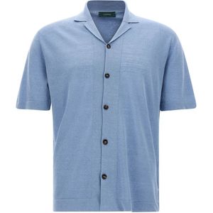 Zanone, Heren, Overhemden, Blauw, Maat: 2XL Linnen,