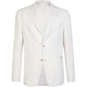 Eleventy, Heren, Jassen, Wit, Maat: S Linnen,