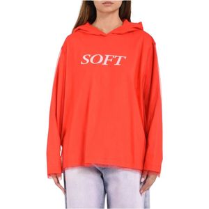 Msgm, Dames, Sweatshirts & Hoodies, Rood, Maat: S Katoen,