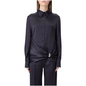 Alberta Ferretti, Dames, Blouses & Shirts, Blauw, Maat: M Satijn,
