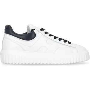 Hogan Witte Leren Sneakers Ronde Neus Iconische H , White , Heren , Maat: 42 EU